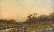Mauritz Lindstrom Autumn Landscape with a Woman on a Road Germany oil painting artist